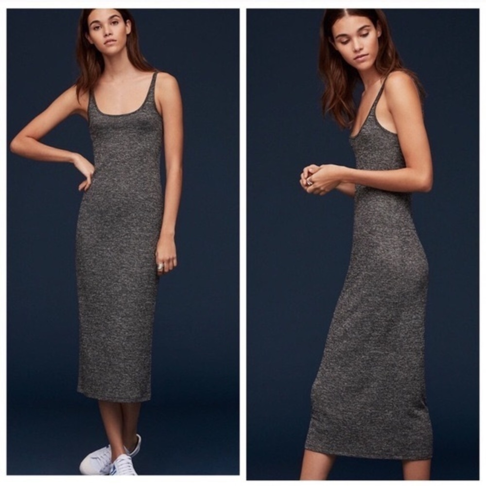 ARITZIA Babaton Gray Square Neckline Midi Tank Dress size Small